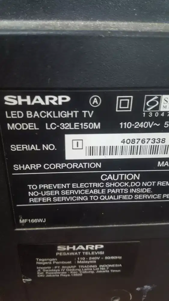 tv sharp 32inch analog