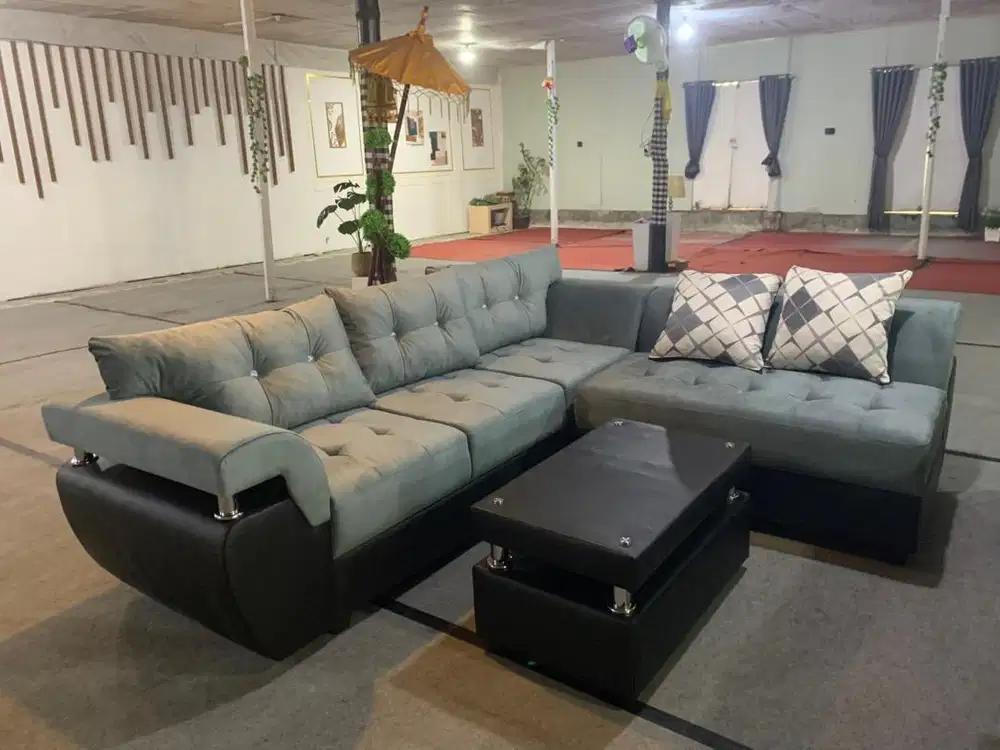 Sofa tamu L murah