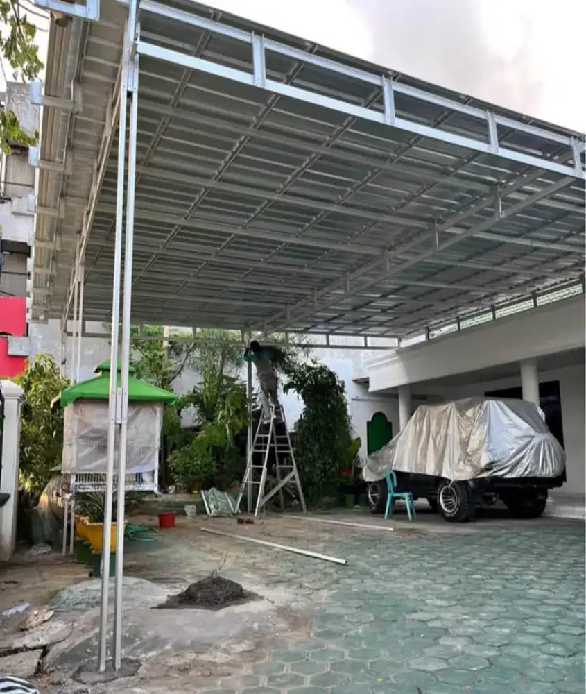 Kanopi iyup iyupan baja ringan teras rumah dan garasi kendaraan