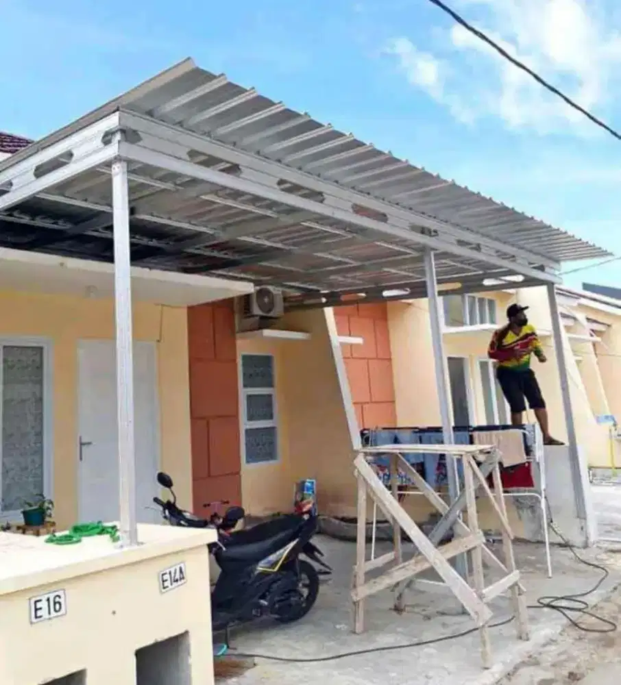 Kanopi parkiran teras rumah iyup iyupan rangka baja ringan galvalum