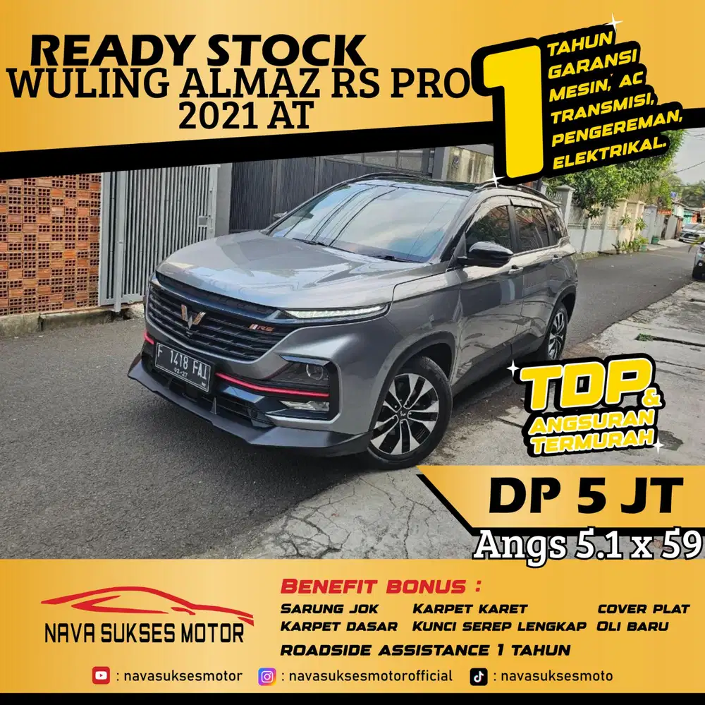 TDP 5 Jt Angs Termurah Wuling Almaz RS Pro 2021 Matic Abu Abu Low Km