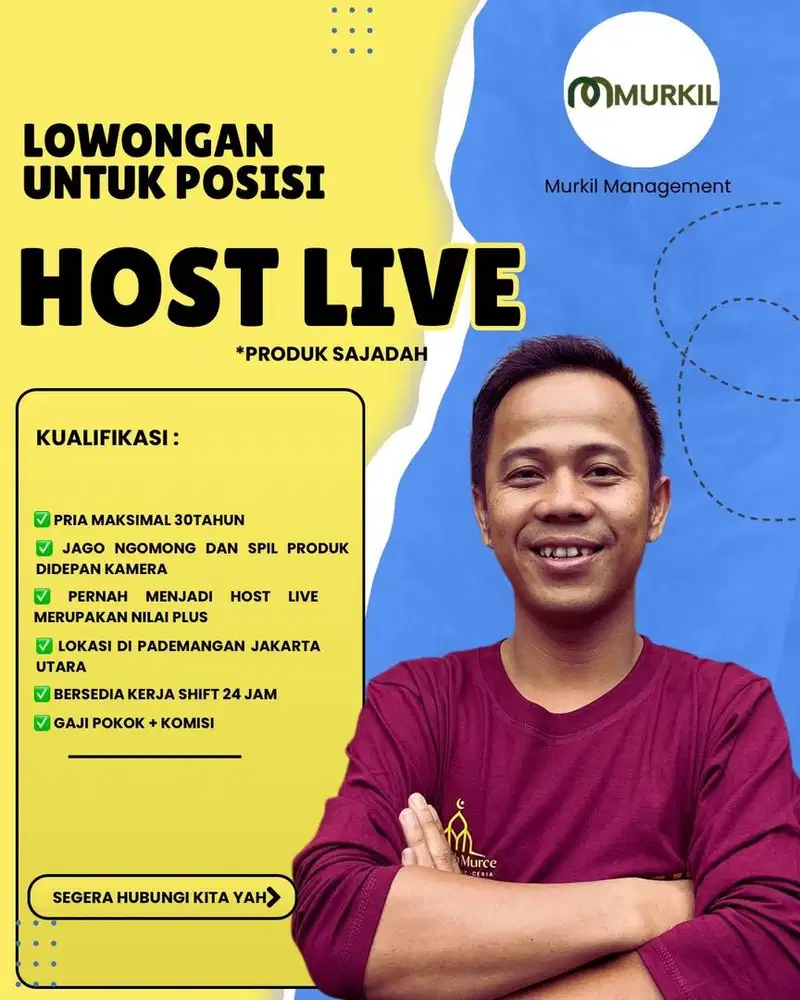 DIBUTUHKAN SEGERA HOST LIVE COWOK