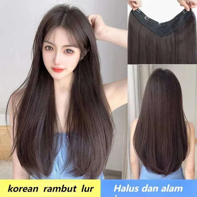 Korean HairClip Lurus Panjang/Rambut Palsu Wanita/Wig Wanita/Hair