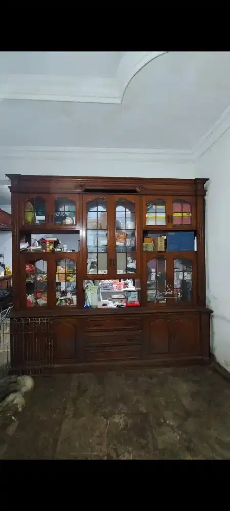 Jual cepat pindahan Lemari bufet rak jati asli besar kokoh