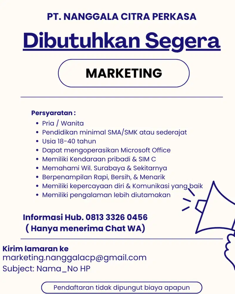 Lowongan kerja Marketing
