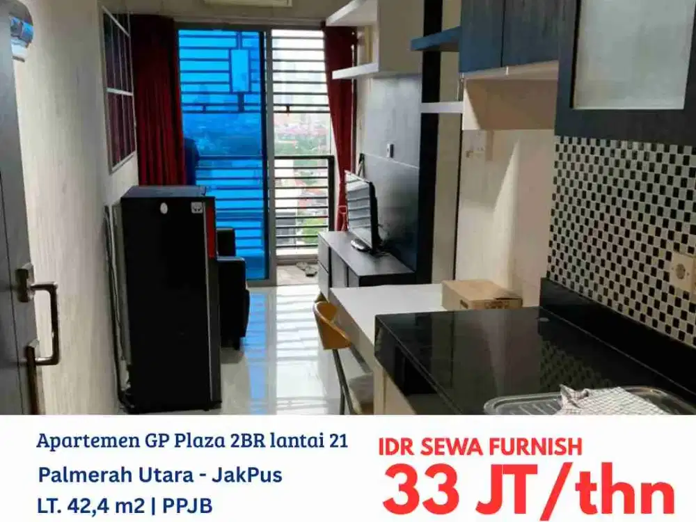 NVTDS0164 SEWA apartemen GP Plaza 2BR furnish lantai 21 Slipi Jakarta Pusat