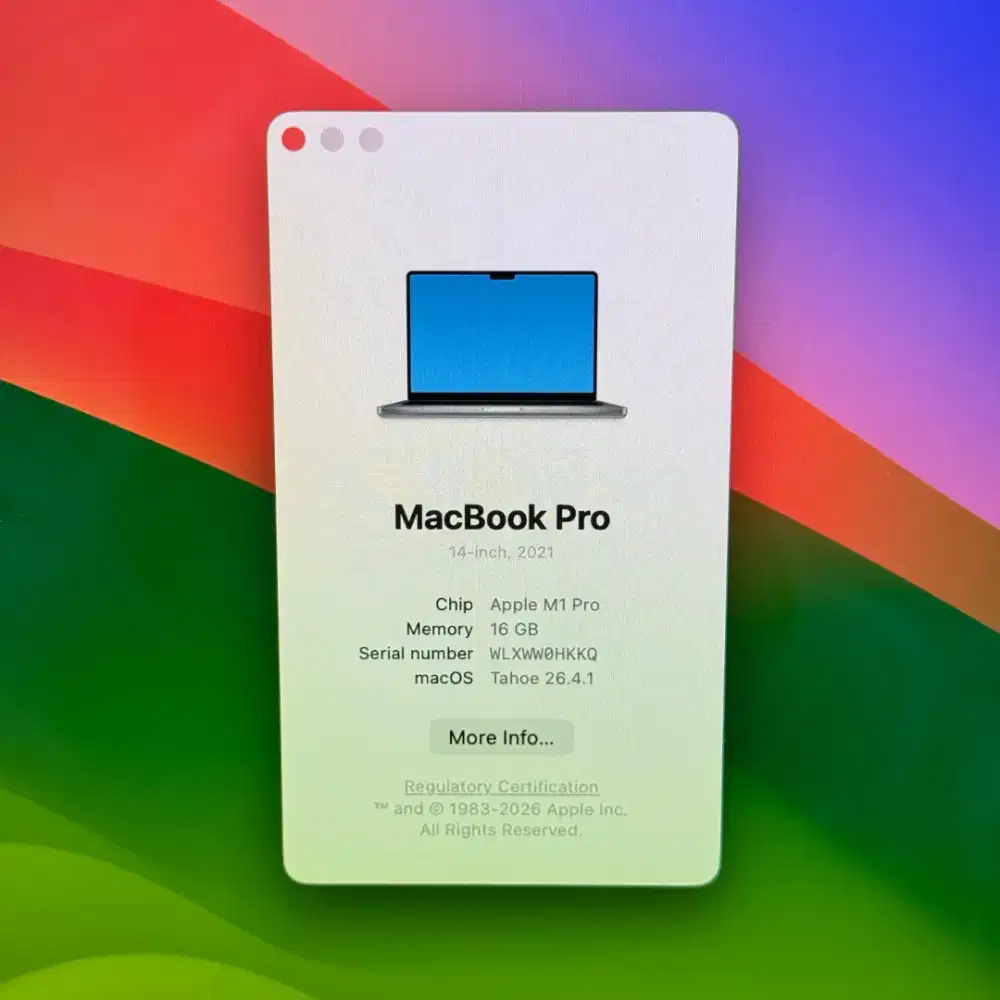 Macbook M1 Pro 14 Inch Ram 16 Ssd 1 Tb lengkap full set Space Grey