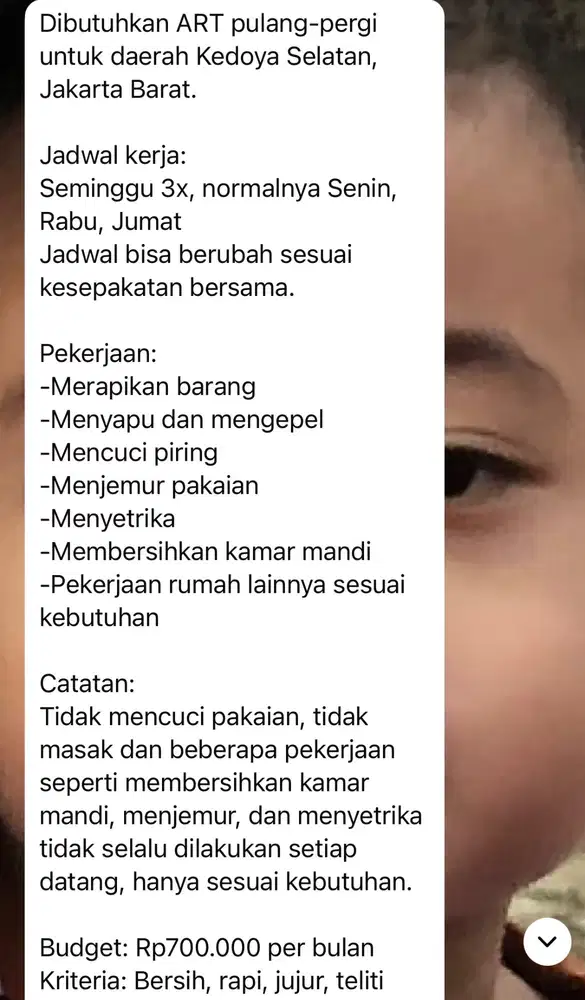 ART pulang pergi Kedoya Jakarya Barat