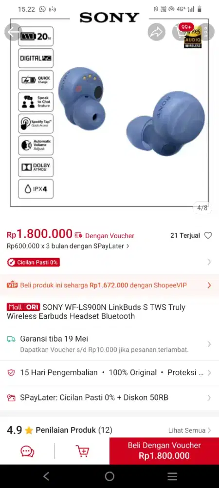 Jual Earbuds SONY(ORI) LS900N