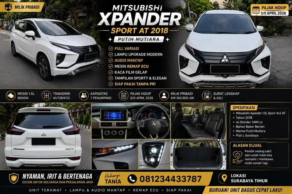 DIJUAL - Mobil Xpander Full Variasi pemakaian pribadi terawat.
