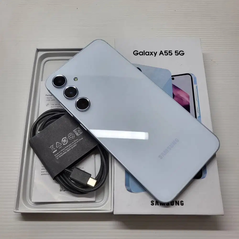 (12/256) SAMSUNG GALAXY A55 5G ICE BLUE FULLSET SEIN RESMI MULUS FULLS