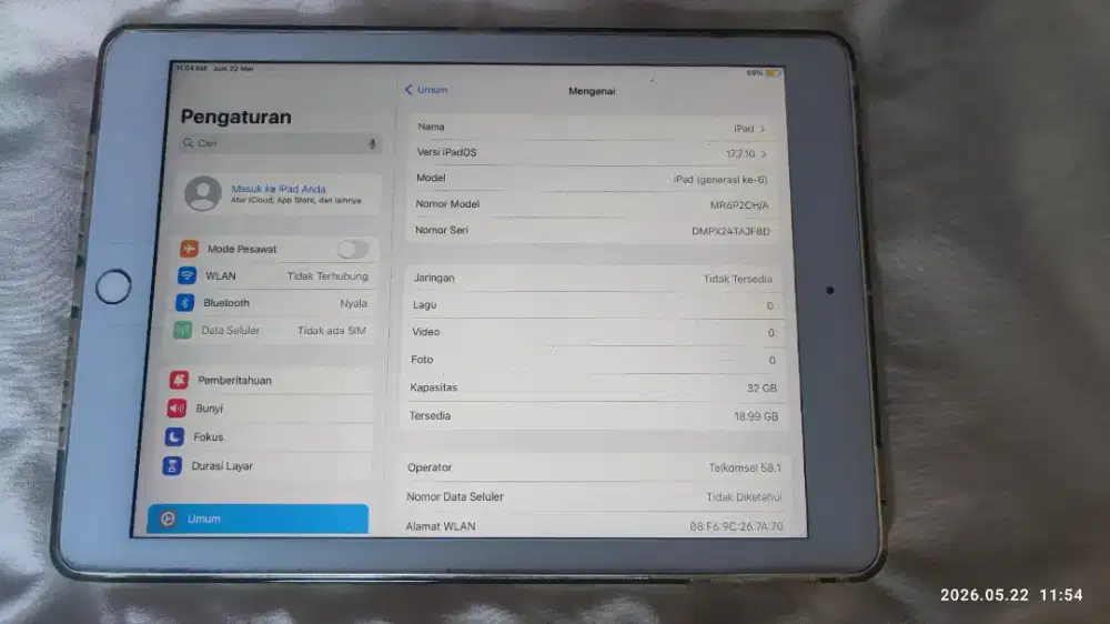 ipad 6 32gVersi kartu sisipan 2018 A1954