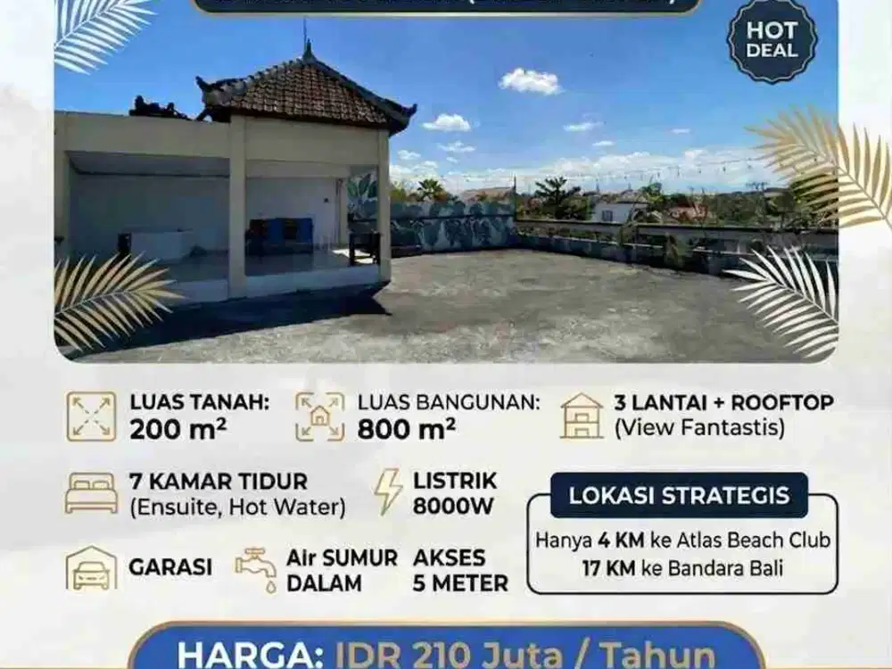 Rumah Super Luas 7 Kamar di Raya Padonan Canggu Bali