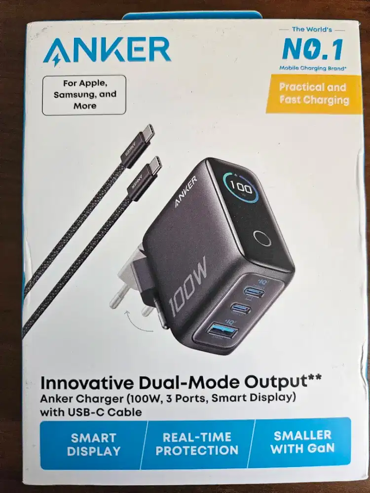 Anker Charger 100W Max USB C Charger Block, 3-Port GaN Display