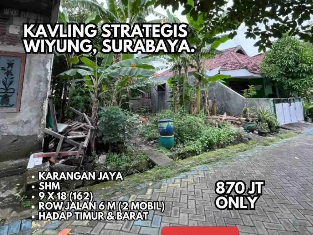 Dijual Tanah Karangan jaya Wiyung Surabaya siap bangun Bebas Banjir