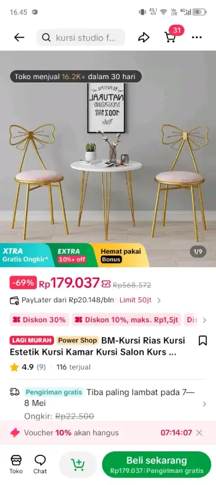 Kursi pita besi kokoh kursi minimalis