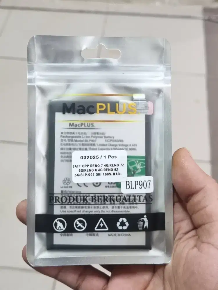 Baterai Oppo Reno 7 4G / BLP-907 kualitas Original 100% macplus
