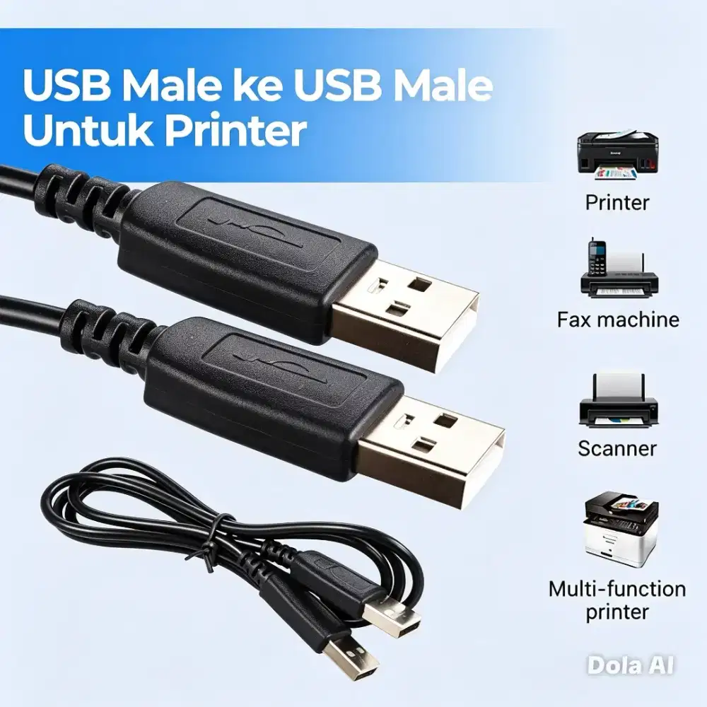 Kabel USB 2.0 Male to Male 1M untuk Printer Scanner Fax USB A to USB A