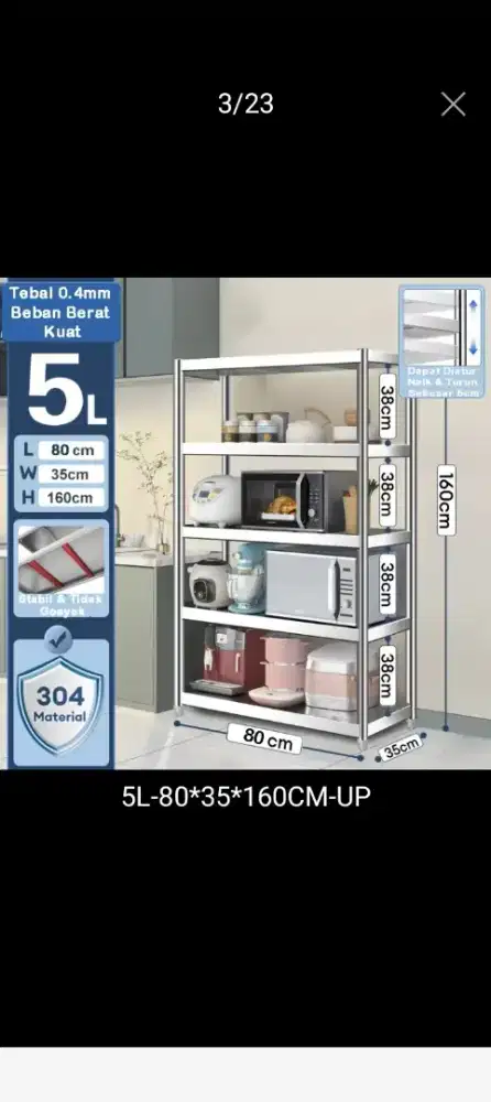 Rak dapur stainless rak serbaguna