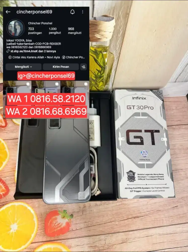 Jual hp Infinix GT 30 pro 12/512 fullset original garansi panjang
