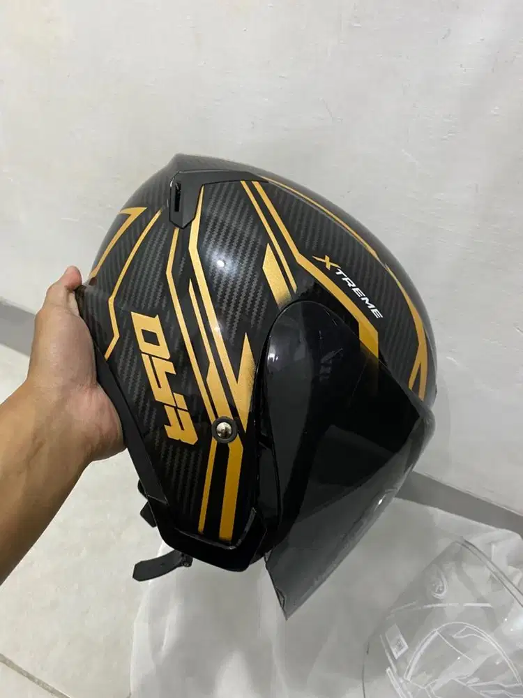 HELM DYR SPORTY EXTREM GOLD KARBON MOTIF SIZE M SMOKE VISOR
