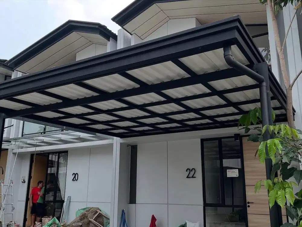 Pemasangan kanopi minimalis modern