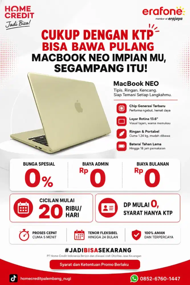 PROMO KREDIT KREDIT CASH MACBOOK NEO CHIP A18 PRO