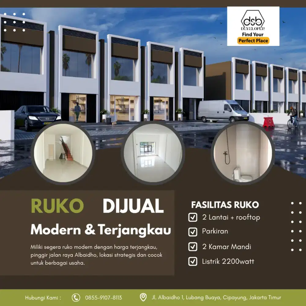 Jual Ruko Modern Pinggir Jalan Albaidho