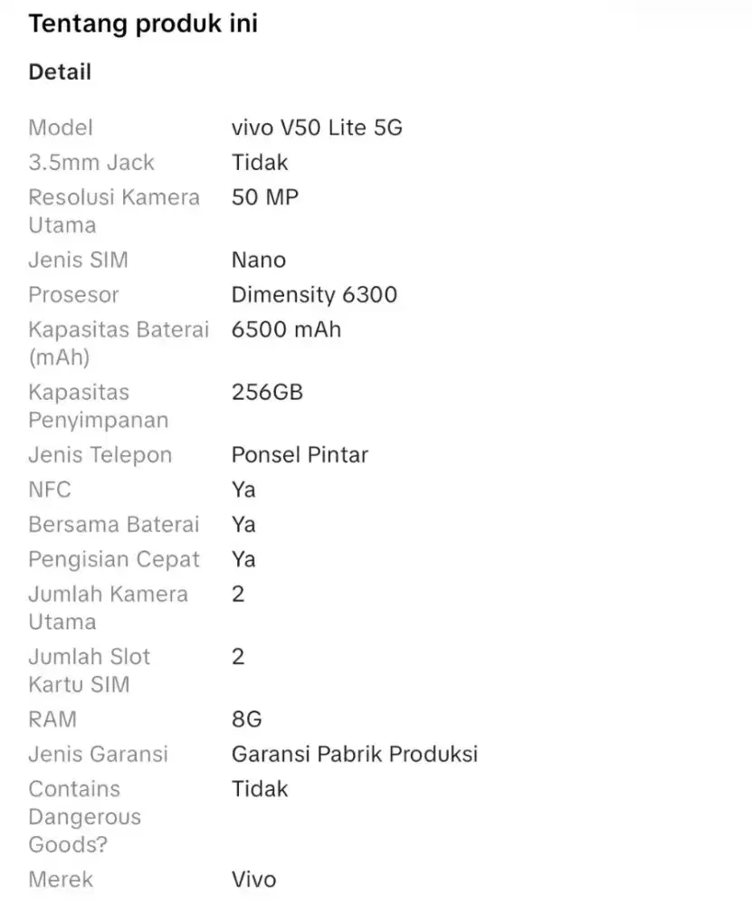 Vivo v50 lite 5G