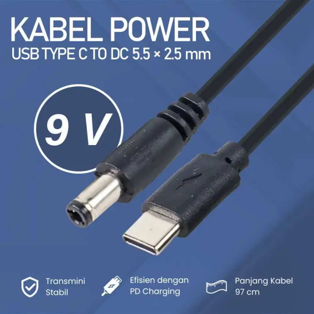 USB Type C ke DC 5.5x2.5mm untuk Router CCTV Power Supply PD Charging