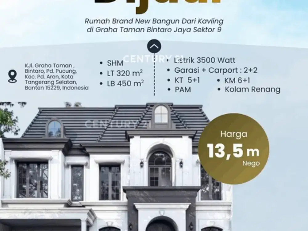 Dijual Rumah Brand New Di Graha Taman Bintaro Jaya Sektor 9