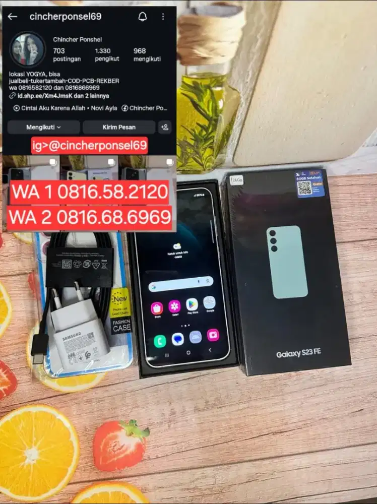 Jual hp likenew samsung S23 fe ram 8gb super istimewa