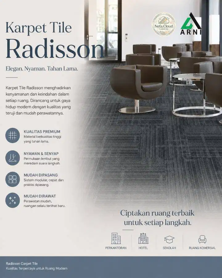 Karpet Tile Radisson Tebal 8 Mm Isi 20 Pcs Per Box | Tebal 8mm