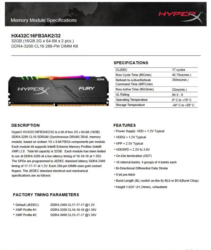 RAM DDR4 32GB 3200 HyperX Furry aRGB