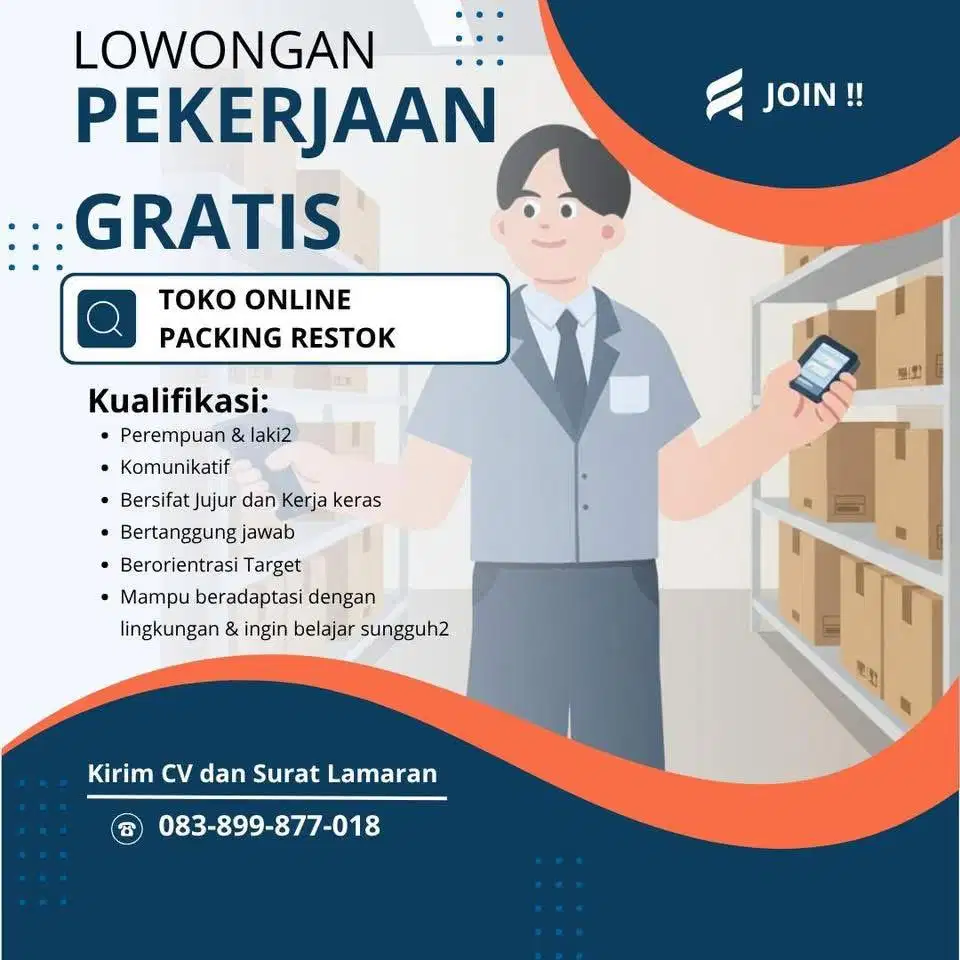 Lowongan packing & reastock online gratis !!