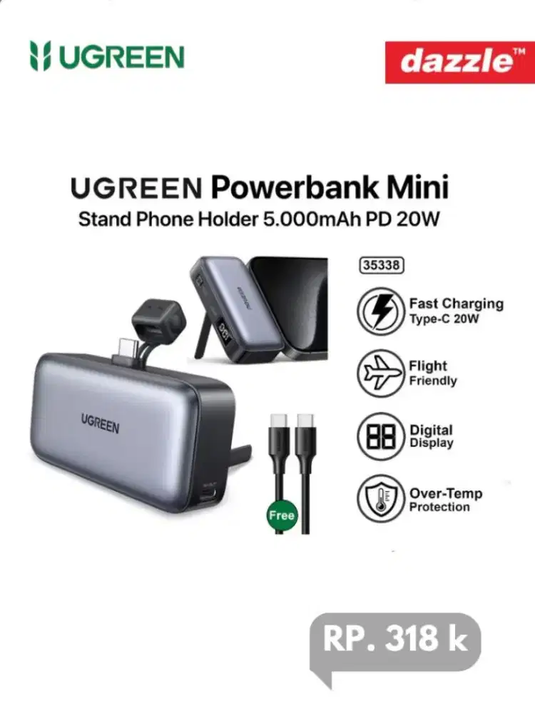 Powerbank mini built-in type C ugreen 5K mAh