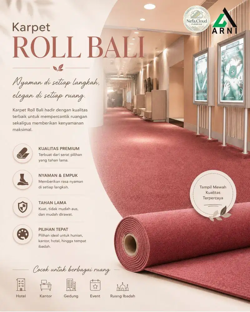 Karpet Roll Bali | Karpet Office Plain - Untuk Kantor, Hotel DLL