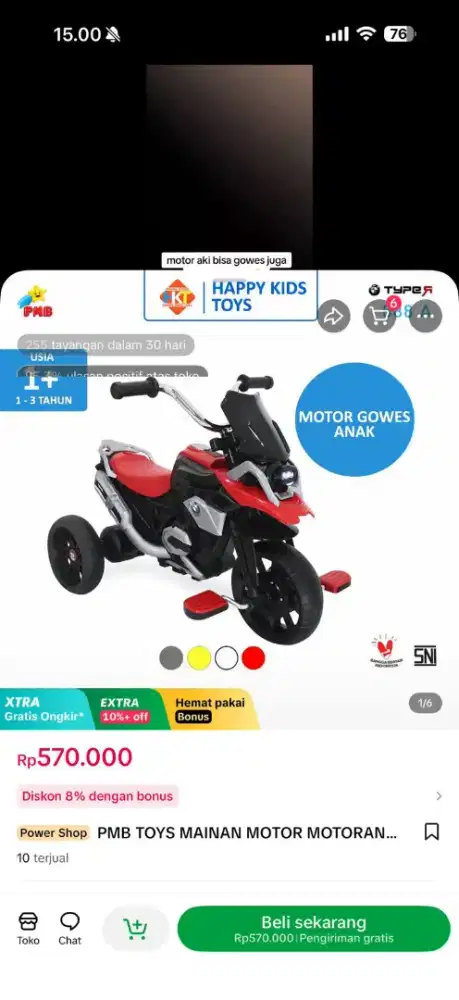 Di jual motor gowes anak secind