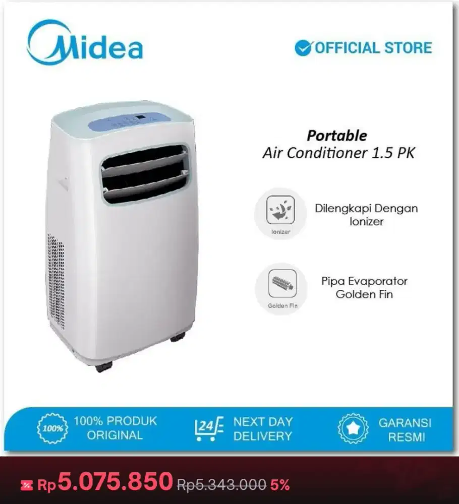 AC Portabel Midea 1.5 PK Bergaransi