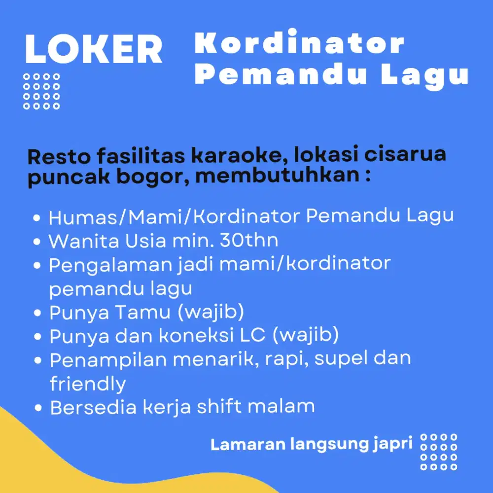 LOKER KORDINATOR PEMANDU LAGU