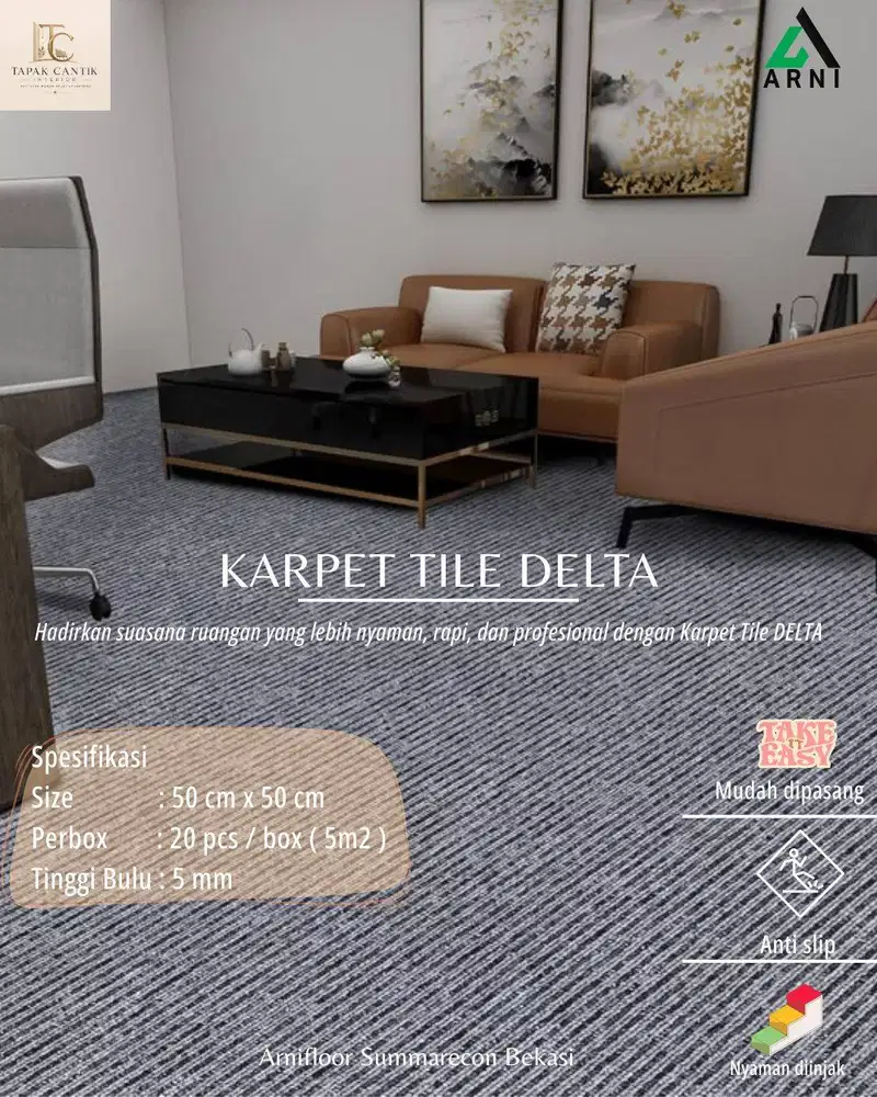 Dekorasi lantai karpet tile delta 50cm x 50 cm
