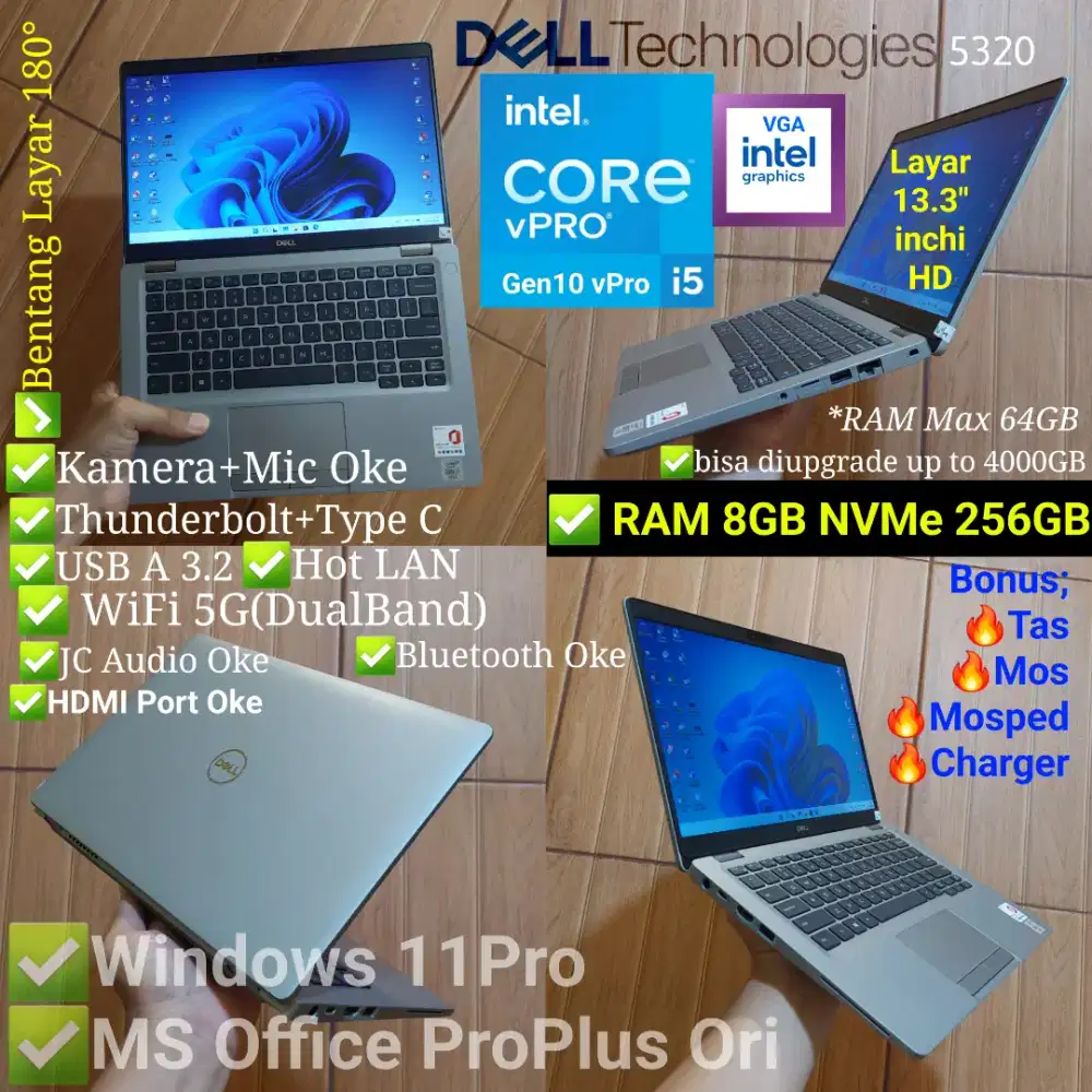 Dell intel i5 10310U RAM 8GB NVMe 256GB Laptop Latitude 5320