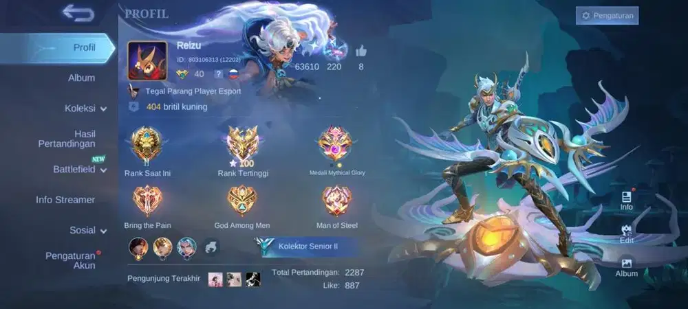 Akun ml pribadi pemakaian cowo user jungler