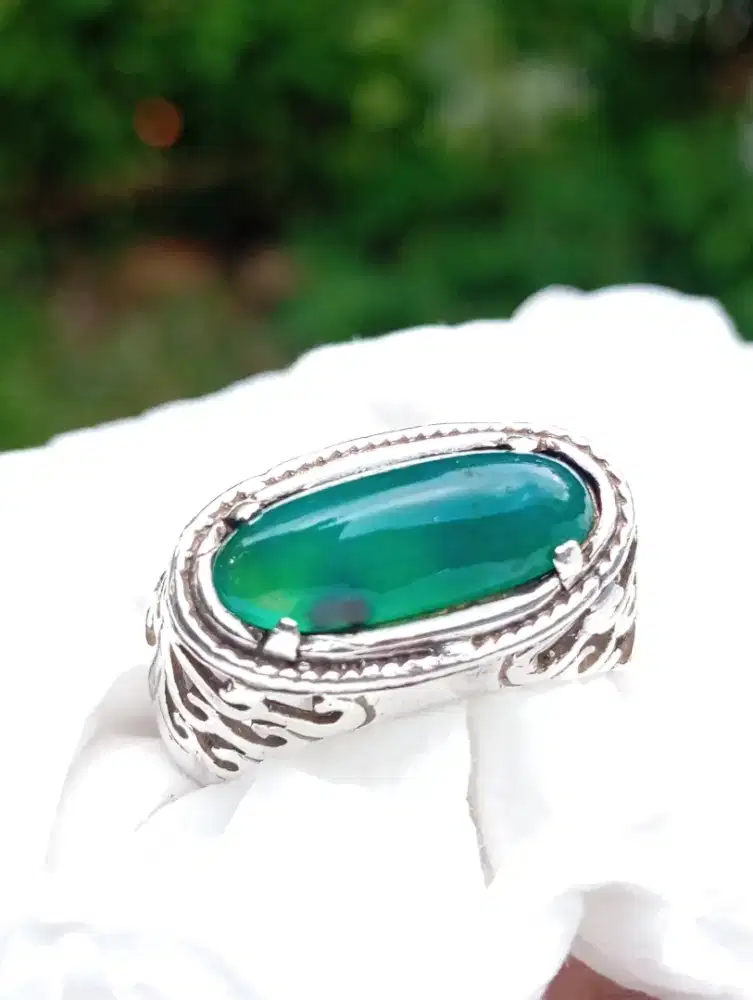 Bacan hq ring perak ukir model lintang