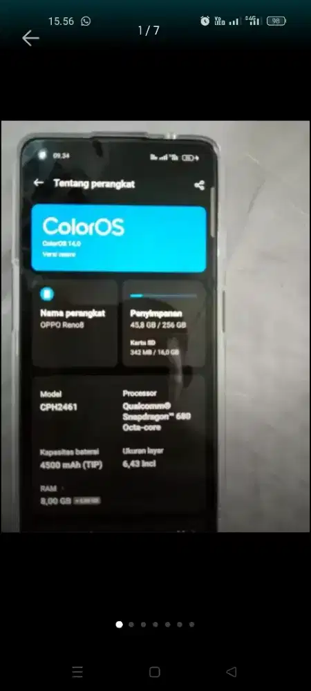 oppo reno 8 4g ram 8+8/256