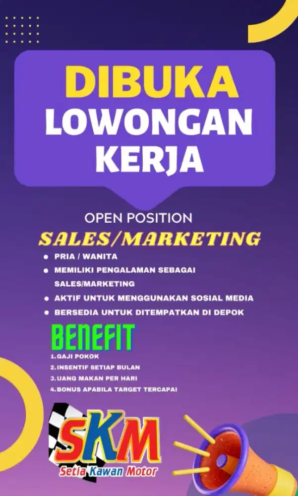 Lowongan kerja untuk sales wilayah depok