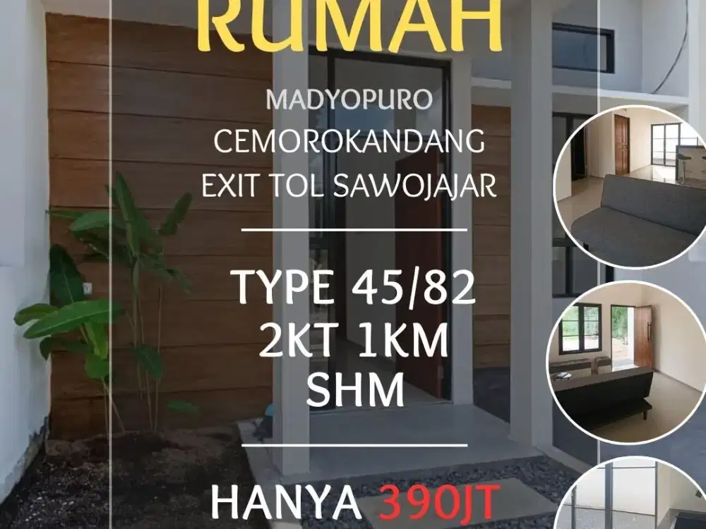 Rumah dijual sawojajar cemorokandang 390jt 2KT semifurnished exit tol