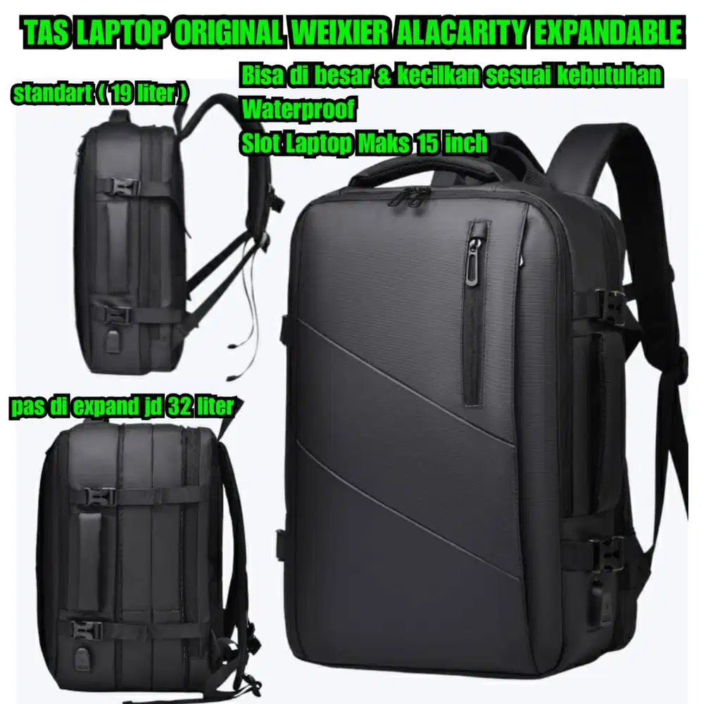 Tas Ransel Original Weixier Alacarity bahan bagus bisa di expand jadi