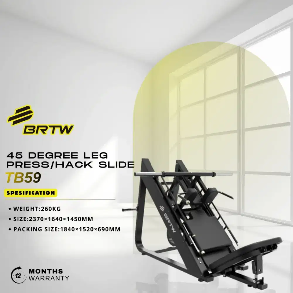 DEGREE LEG PRESS HACK SLIDE 45 BRTW TB59 ALAT FITNESS GYM IMPORT
