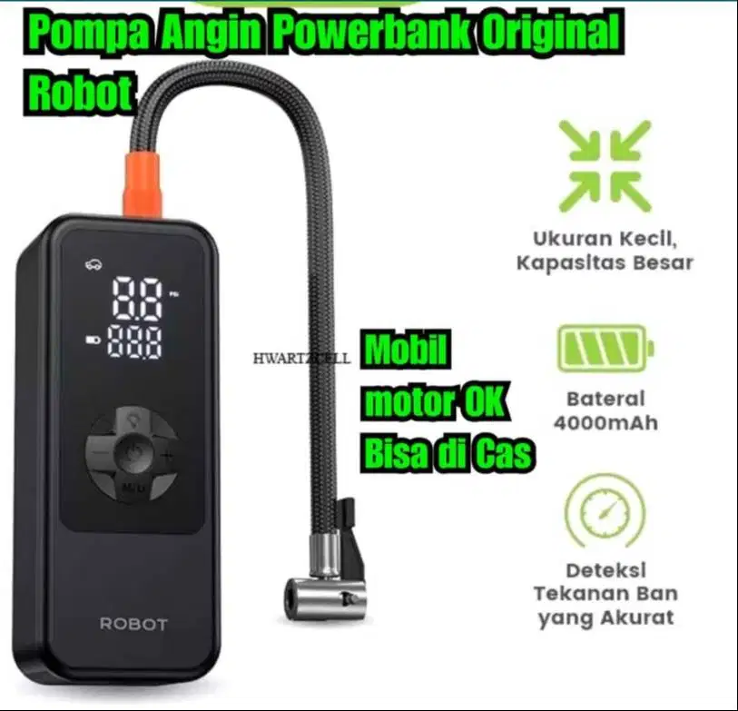 Pompa angin ban rechargeable Original robot powerbank pompa ban angin